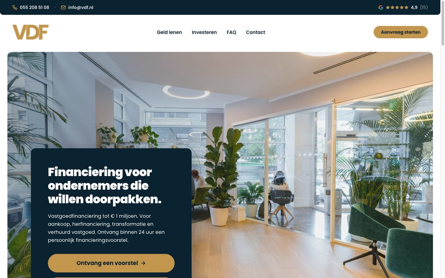 De website van VDF Vastgoedfinancieringen